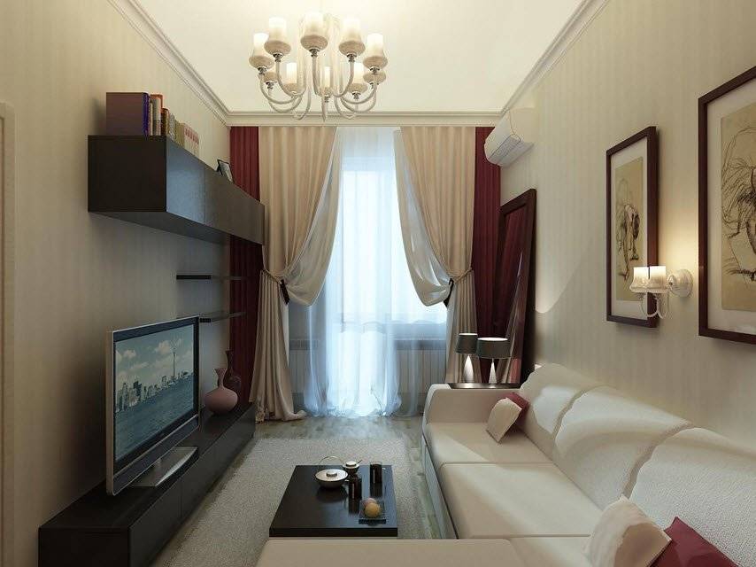 Дизайн зала площадью 18 кв. м в квартире (68 фото): интерьер комнаты, дизайн гостиной прямоугольной формы размером 18 метров