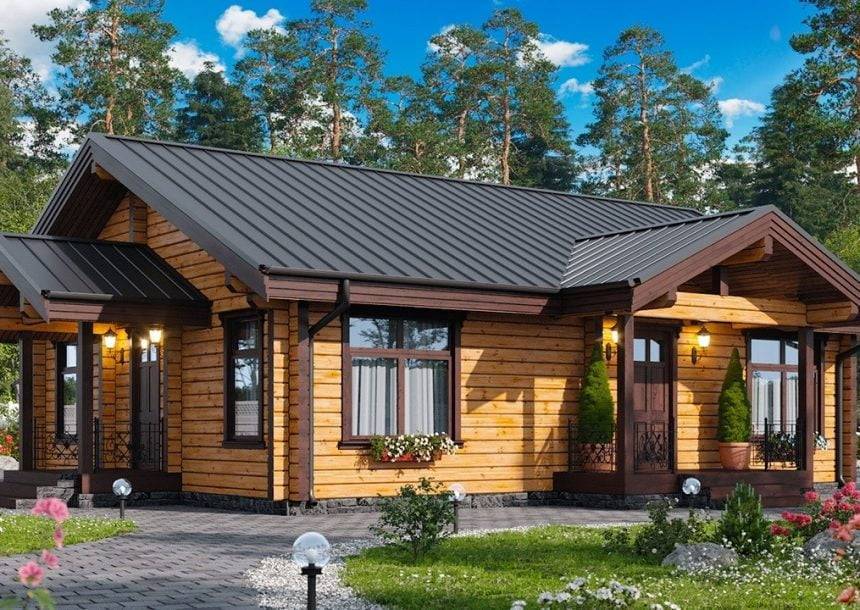 Проекты одноэтажных домов из бруса с террасой (27 фото): деревянные дома с верандой и без, плюсы и минусы брусовых домов