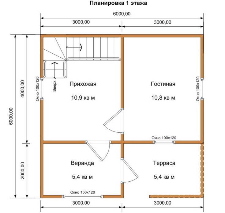 Планировка и проекты домов 8 на 8: двухэтажный проект загородного коттеджа
